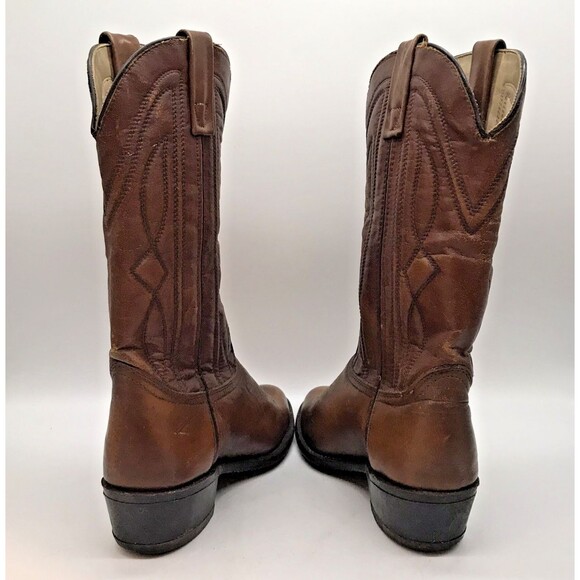 Vintage Brown Leather Cowboy Boots Men's 8D Western Footwear Made in the USA - Picture 7 of 10